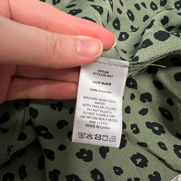 Lush Animal Print Blouse - Sage Black - Picture 7 of 8